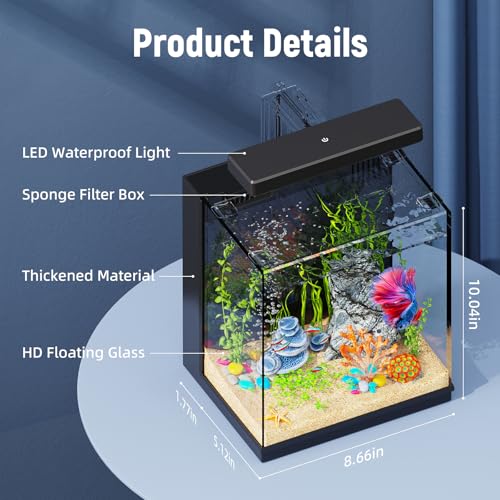 AQUASMITH Betta Fish Tank, 2 Gallon All-in-One Aquarium Kit with Filtration & LED Light, Self-Cleaning Aquarium for Beginners, Kids, Gifts for Men，Teen Boys by AQUASMITH - Image 7