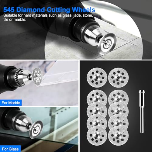 44Pcs Auxiren Cutting Wheel Kit for Dremel Rotary Tools, Mini HSS Circular Saw Blades Cutter, Resin Cutting Discs, 545 Diamond Cut Off Wheels for Cutting Wood, Metal, Plastic, PVC, Glass, Tile, Stone - Thumbnail 7