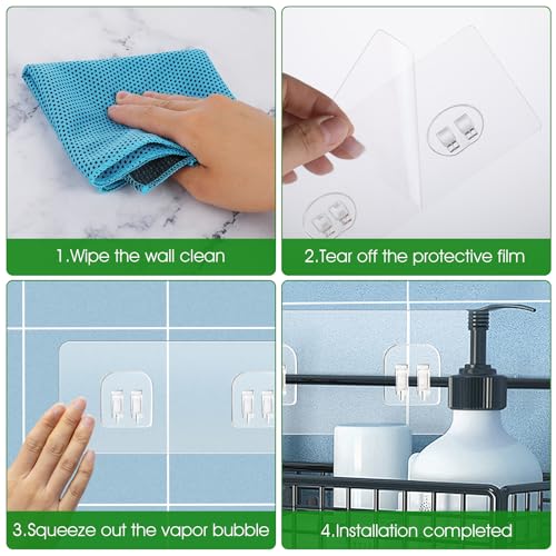 WLLHYF Shower Caddy Adhesive Hooks Replacement Strong Stickers Shower Hooks Wall Hooks Waterproof for Bathroom Shower Shelf Basket Soap Dish Hanging Hooks No Drilling (8 Transparent)