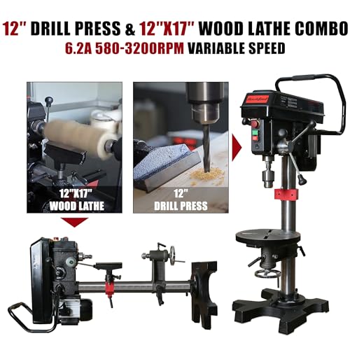 Bucktool DPWL12V 1Hp 12 Inch Drill Press & 12 Inchx17 Inch Wood Lathe Combo thumb #1