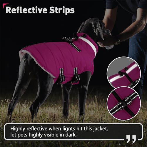 Image of Dogcheer Dog Winter Coat, Waterproof Dog Jacket with Harness - Pink,XL | Reflective Adjustable Puppy Warm Snow Coat with Zipper, Christmas Pet Fleece Cold Weather Coats for Small Medium Large Dog
