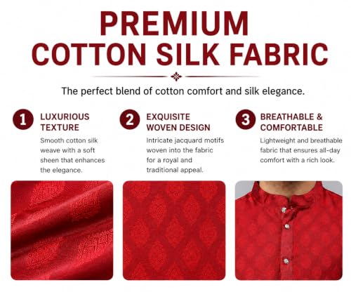 Image of LATEST CHIKAN Men's Silk Chikankari Kurta with Cream Churidar | Festive Set - KP Silk BANARSI