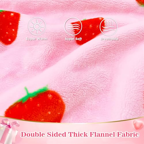 Image of Waitu Wearable Blanket for Kids, Wearable Blanket Hoodie Gifts for Teens Girls and Boys, Warm Blanket Sweatshirt for Teenage, Hoodie Blanket with Sleeves - Strawberry Pink