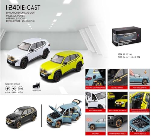 Image of 1:24 B.M.W XM SUV Die-Cast Metal Toy Car with Pull-Back Action, Sound & Light Features, and Opening Doors [ Black ]