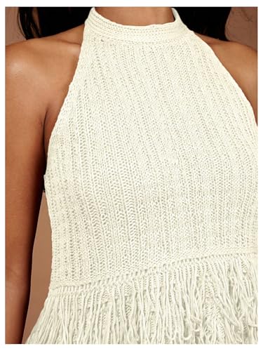 Floerns Women's Summer Fringe Trim Sweater Vest Sleeveless Knitted Going Out Halter Tops4