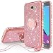 Compatible for Samsung Galaxy J7v/Galaxy J7 Prime 2017/Galaxy J7 Perx/Galaxy J7 Sky Pro Case Cute Girl/Women Rhinestone Bumper Sparkling Glitter Bling Diamond Cover with Ring Stand - Rose Gold