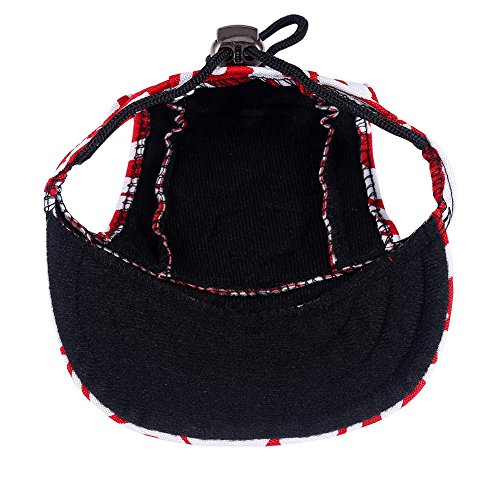 Cade Oxford Baseball Cap/Dogs Hat/Visor Cap with Ear Holes for Small Dogs (Red White Letters)