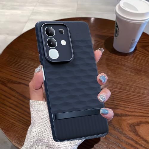 Image of Pikkme Back Cover for Vivo T4x 5G / iQoo Z10x 5G / Vivo Y31 Pro 5G Camera Protection 3D Hexa Cube Design Silicone Protective Bumper Case (Blue)