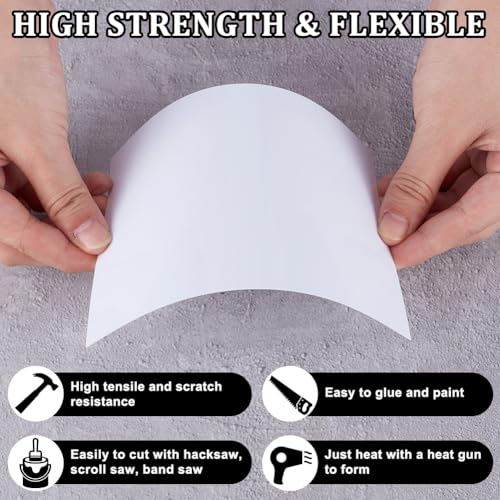 Image of OLYCRAFT 12 Sheets White ABS Plastic Sheet 5.9x3.9 Inch ABS Plastic Panel 0.5mm Thick Hard Plastic Sheet Polystyrene Flexible Plastic Board Sheet for Building Model Material Supplies