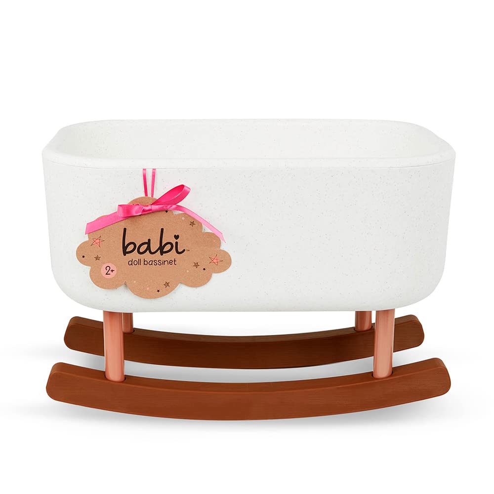 Babi BAB7620Z Rocking Crib – 14 cali Baby Pretend Play Toys – stylowe akcesoria dla dzieci – 2 lata + – lalka Bassinet
