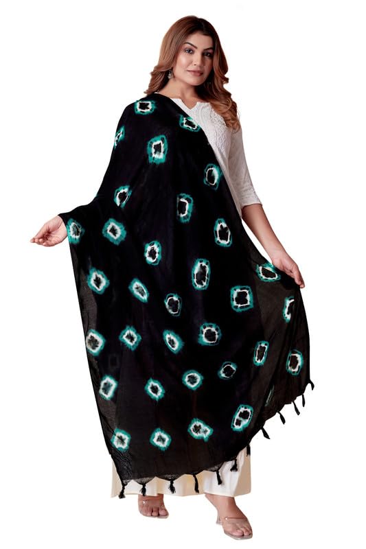 Image of Traditional Bandhani Dupatta for Women Soft Cotton Blend with Tie-Dye Print and Elegant Design for Ethnic