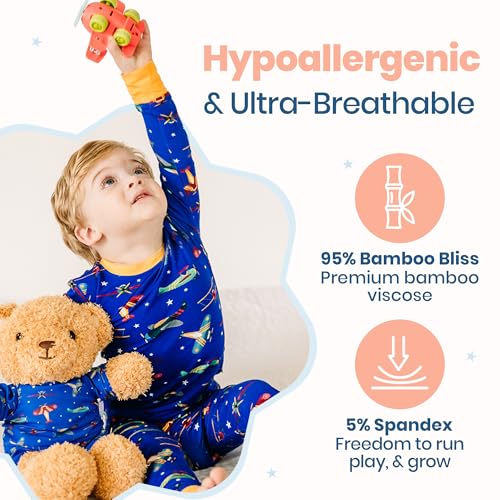 Sensory Friendly Boys Pajamas - Two Piece Viscose from Bamboo Pajamas for Kids - Styled by Kardashians - Sky Sleepers Pjs3