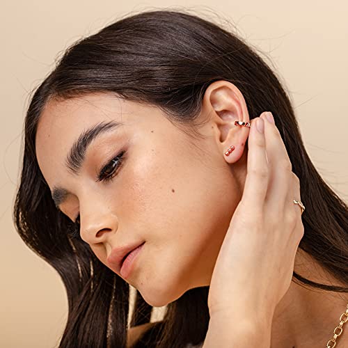 Image of PAVOI 14K Gold Plated 925 Sterling Silver Round Huggie Ear Cuff Earrings for Women | Clip On Cartilage Cuff Earrings