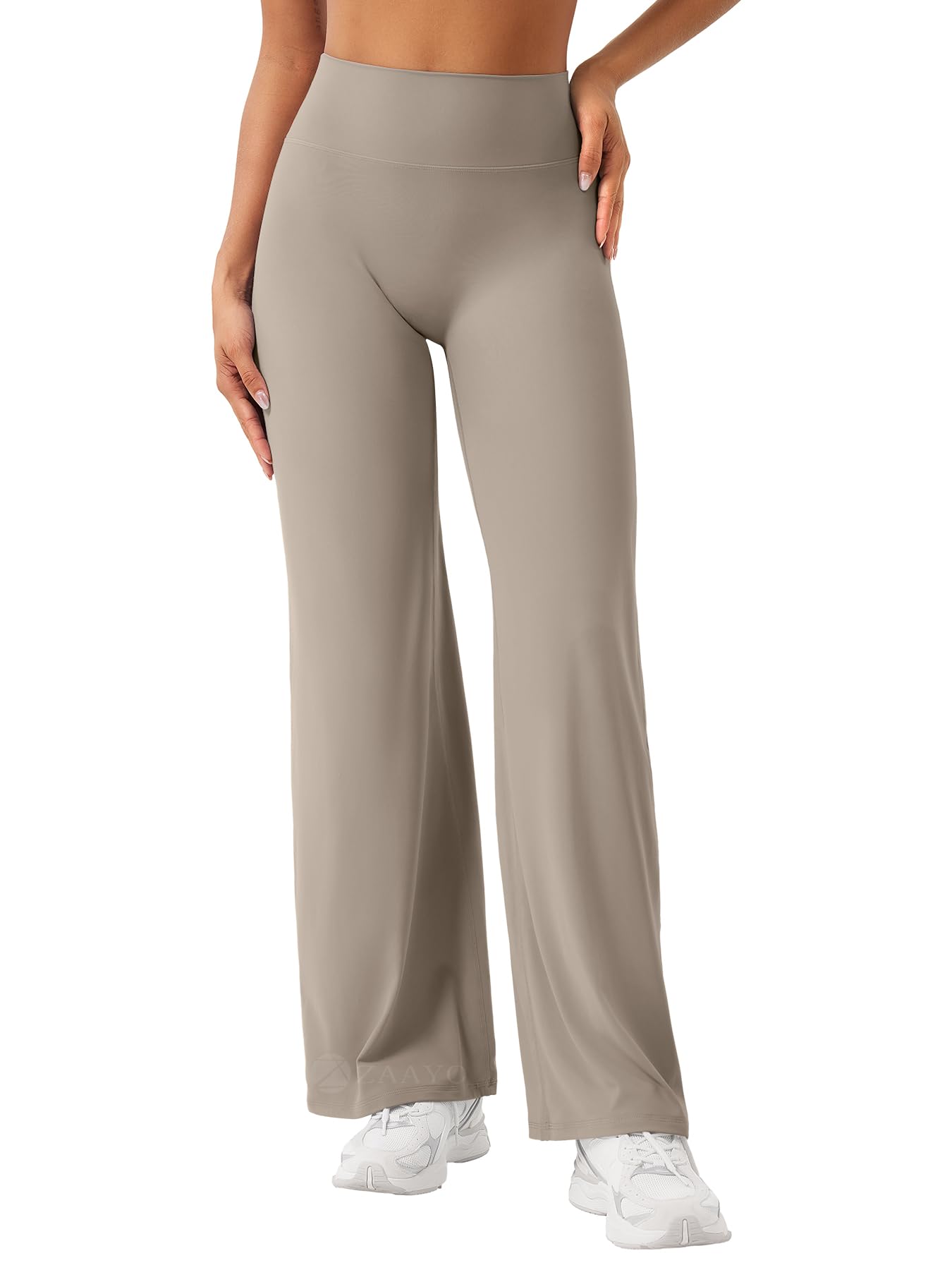 ZAAYO Nahtlose Straight Leggings Damen Flared Legging Yoga Hosen Gym Pant | Hohe Taille, Booty Lifting, Wide Leg, Butterweich, Schlaghose, Sport, Yoga Legging-Regular/Lang/Extra Lang