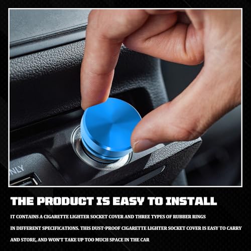 Image of Cigarette Lighter Cover, Dustproof Car Cigarette Lighter Plug Parts, Aluminum Plugs Cover, Waterproof Dustproof Cigarette Lighter Socket Cap for SUV Truck with 12V Power Source (Blue)