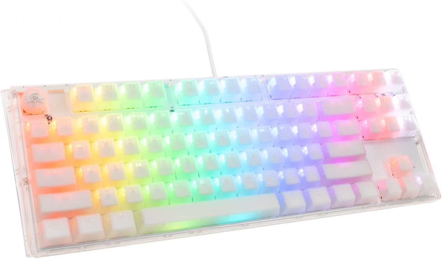 Ducky One 3 Aura 80% Mechanical Keyboard: Quack Mechanics Dampening, Hot-Swappable Cherry MX Brown Switches, High-Density PBT Doubleshot Keycaps, RGB, US, Aura White