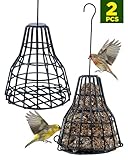 Gardmate 2PCS Bird Seed Bell Feeder with Hanging Rod, S-8 Seed Cake Metal Bell Feeders for Outdoors, Eco-Friendly Green, Ready to Hang for Chickadees, Finches, S-8 Seed Cake Bell Feeder