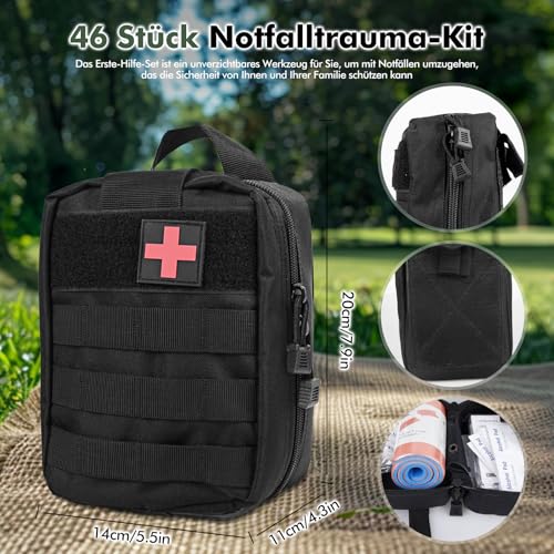 Erste Hilfe Set Outdoor - First Aid Kit Medizinische Taktische Tasche Blutungskontrolle Trauma Kit für Camping Jagd Wandern Zuhause Reise Auto und Abenteuer – Bild 3