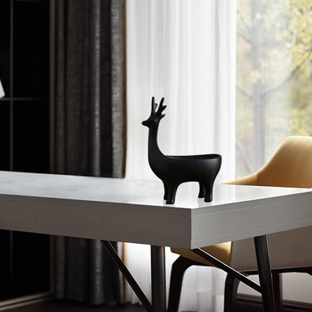 Creative Resin Deer Statues Jewelry Tray Key Tray Organizer for Entryway,Table, Home,Bar and Office (Black) image 4