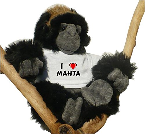 Preisvergleich Produktbild Gorilla Plüschtier mit T-shirt mit Aufschrift Ich liebe Mahta (Vorname / Zuname / Spitzname)