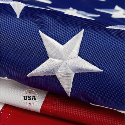American Flag 4x6ft Long Lasting for Outside, Heavy Duty Nylon, Embroidered Stars, Brass Grommets, Perfect for Outdoor US Flags Show Your Patriotism