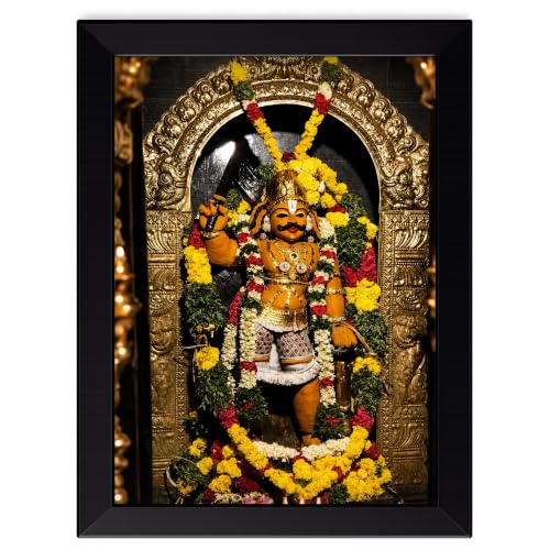 Image of ZirFrame Lord Karuppanasamy Premium 18 m Padi Karuppusamy Photo Frame for Wall Decoration | HD Divine Tamil God Artwork with Durable Wooden Frame | Spiritual Home Temple Decor Gift for Pooja Room, Living Room, Office | Traditional South Indian Devotional Wall Art Frame (Black3, 8 x 12 Inch)