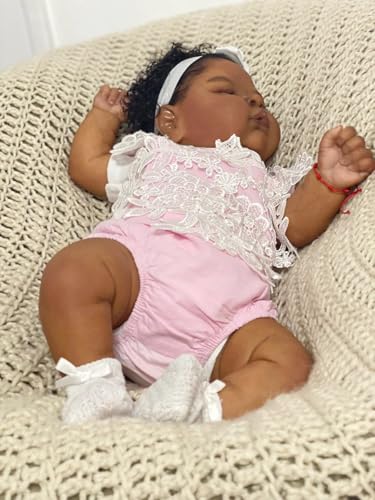 Muñeca Reborn Africano Americano 20 Pulgadas Dormida miniatura 5