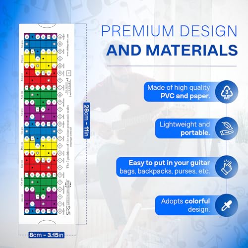 sliding rulers for guitar the original guitar scale chart for pentatonic diatonic amp modes perfect visual learning aid for all skill levels beginner to advanced players practice with ease
