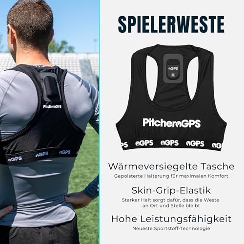 PitcheroGPS Fußball-Tracker & Weste – Erfasst 18 wichtige Leistungsmetriken – Beinhaltet EIN 60-Tage-Abonnement. Fußball-Trainingsausrüstung für Leistungs- und Fitness-Tracking (Jugend M)