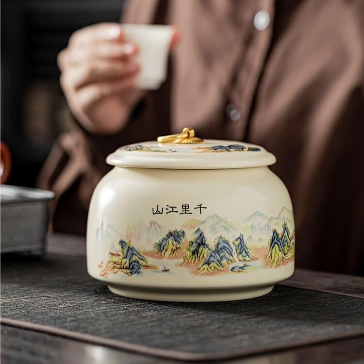 HLTYGWX Zestaw do herbaty Ceramiczne puszki na herbatę Puszki zamykane na herbatę Zielona herbata Czarna herbata Puszki na herbatę Puszki na herbatę Puste puszki Słoik do przechowywania herbaty