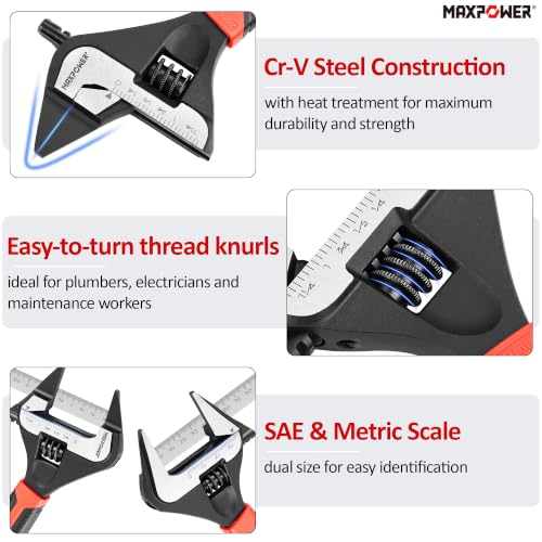 Image of MAXPOWER 6 8 12-inch Slim Jaw Adjustable Wrench Set