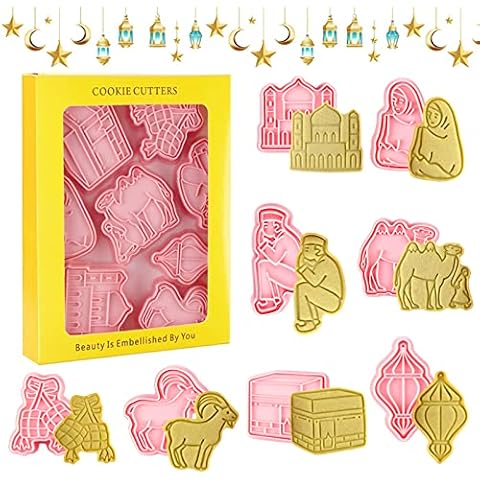 8 Stück Eid Mubarak Cookie Cutter, Silikon Kuchen Backen Werkzeuge Cover