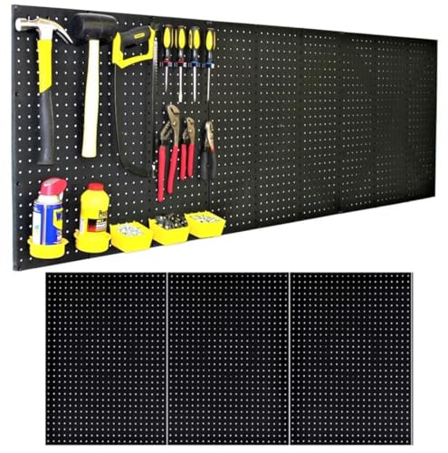WallPeg Pegboard Kit - 3 ea. 24"x16" Black Peg Boards Panels - Made in USA