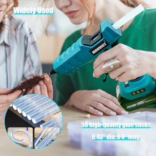Image of MONVICT Cordless Glue Gun for Makita 18V Battery with 50 Glue Sticks, 100W Upgraded Digital Temperature Adjustable Handheld Electric Power Full Size Heavy Duty Hot Glue Gun (Battery NOT included)