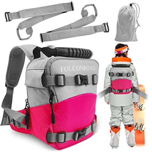folconroad Ski- und Snowboardgeschirr für Kinder- Ski-Trainingsrucksack zum Unterrichten Ihres Kindes Die Grundlagen des Skifahren und Snowboardens, perfekt für Anfänger (Rosa) Cover