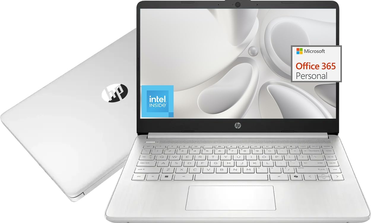 HP 14" Laptop Sleek Design for Studying and Collaboration, Intel Quad-Core N150(>N4120), 1 Year Office 365, 16GB RAM, 256GB Storage(128GB UFS + 128GB SD Card), Wi-Fi 6, Webcam, USB C, Win 11S