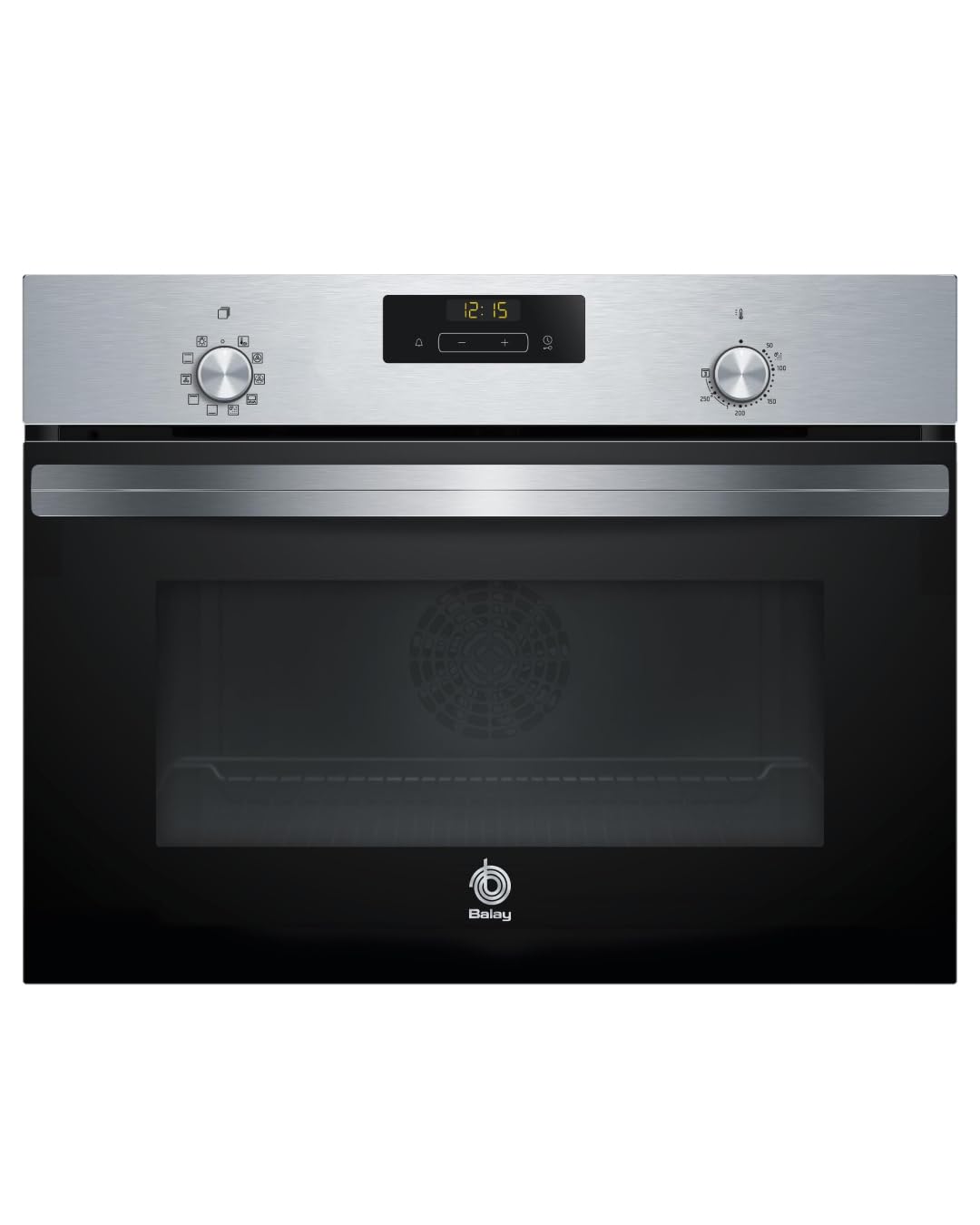 Balay - Horno Compacto Multifunción con Control Comfort, Mandos Ocultables, Gradas Cromadas, Asistente de Limpieza Aqualisis, 7 Funciones, Precalentamiento Rápido, Serie Acero, 3CB4130X2