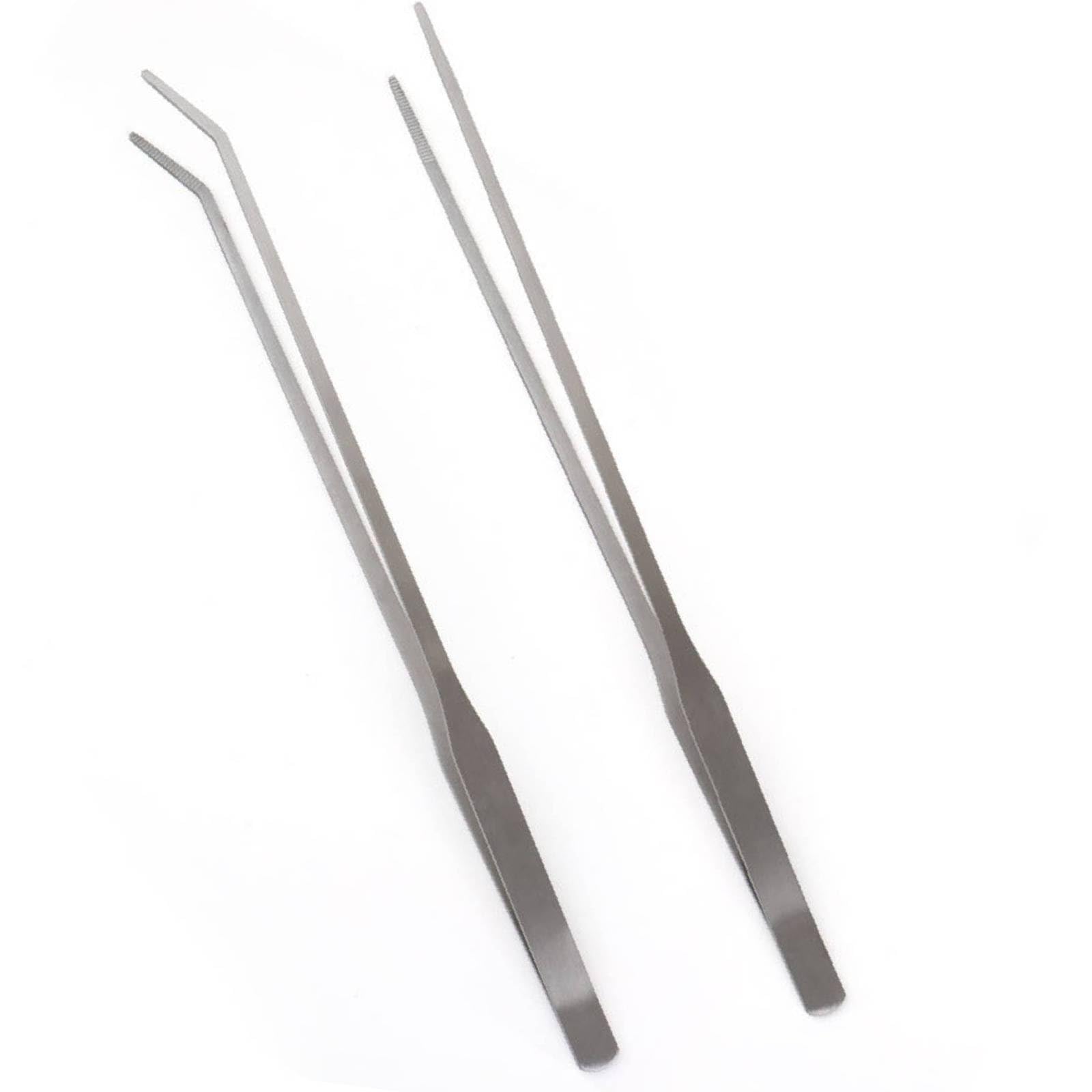 2 Pièces Pince pour Aquarium Incurvée, Pinces en Acier Inoxydable 27cm Longues Droites/Incurvées, Aquarium Aquascaping Kit, pour Lézards, Araignées, Aerpents, Outil D'alimentation pour Aquarium - 2