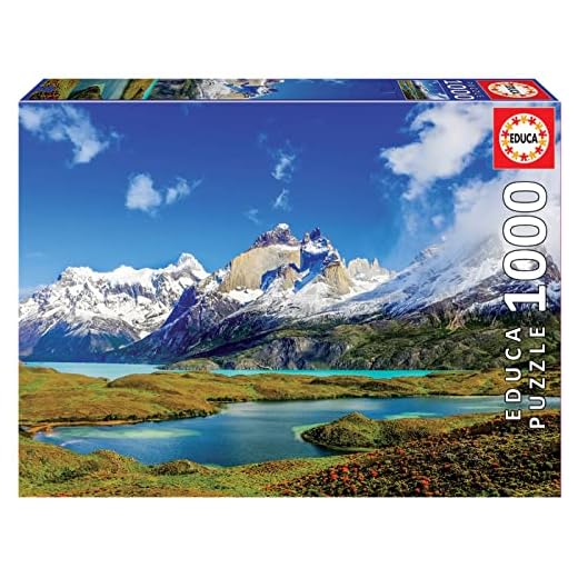 Educa - Torres del Paine, Patagonia, Puzzle de 1.000 piezas, Medida aproximada: 68 x 48 cm, Incluye Fix Puzzle para colgar el puzzle una vez finalizado, A partir de 14 años (19259)