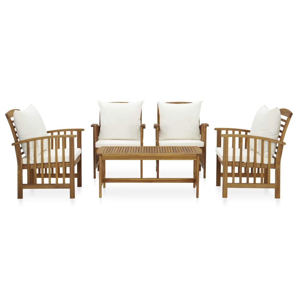 KCCKOM Garden Furniture Set 5 Piece Patio Lounge Set with Cushions Solid Acacia Wood