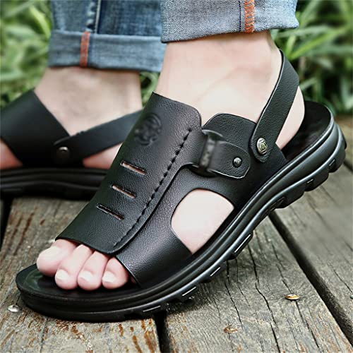 Men's Slippers Leather Sandals Non-Slip Wear-Resistant Beach Shoes Leather Sandals Casual Sandals and Slippers(42)2