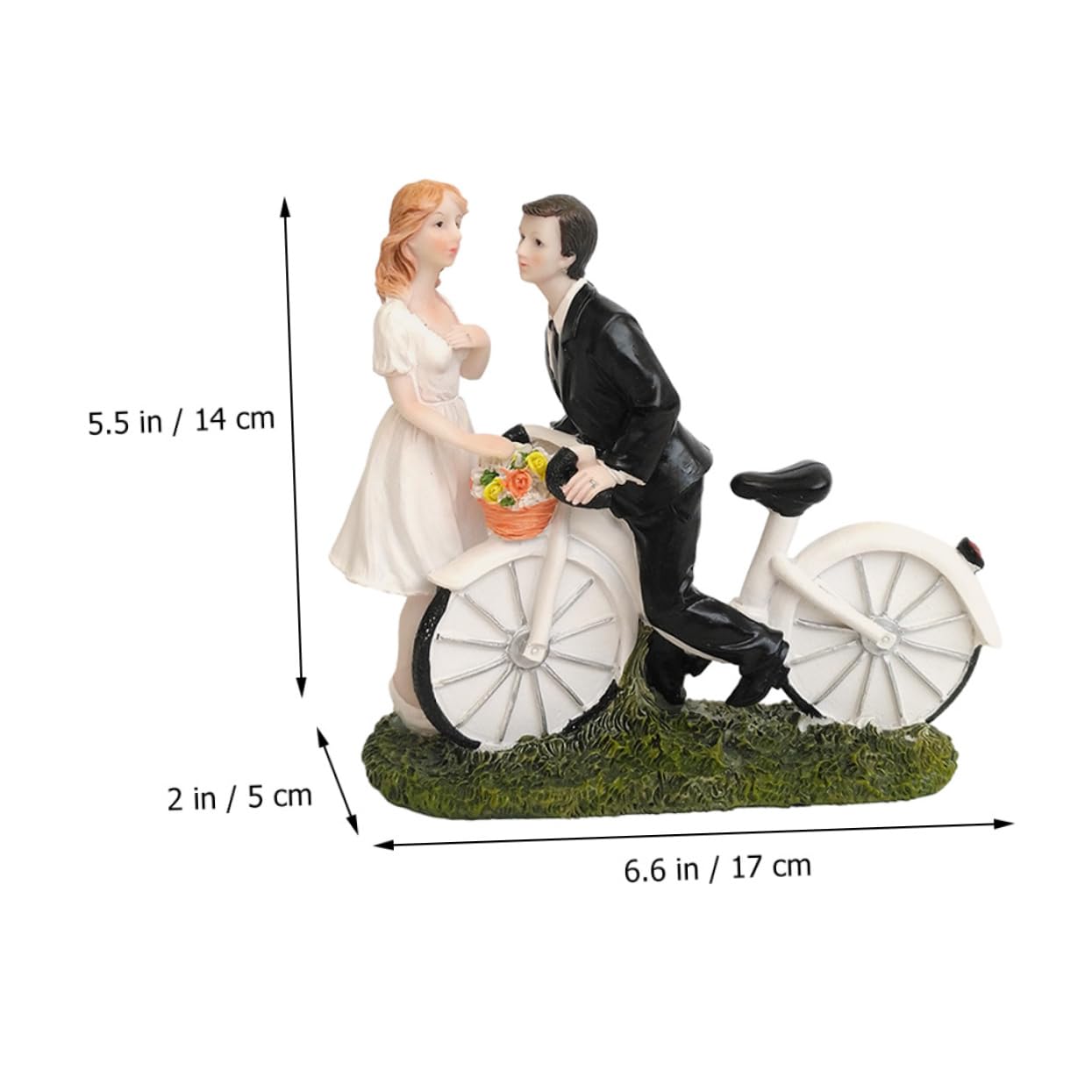 Amosfun 3 Stück Brautpaar Figur mit Fahrrad Hochzeitsdeko aus Resin Liebevolle Kuchendekoration für Besondere Anlässe Langlebiges Partyzubehör für Hochzeiten Geburtstage und Feiern