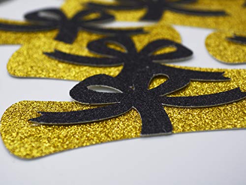 Image of Qttier 12pcs Diploma Confetti, Big Size 4 inches Gold & Black Glitter | Congrats Grad Party Decorations Graduation Table Decor Class of 2026 High School College Grad Party Supplies