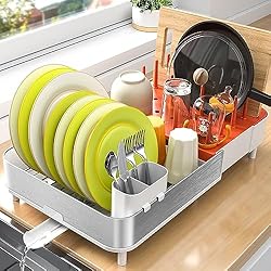 KINGRACK Escurreplatos, Escurridor de Platos, Escurreplatos Extensible, escurreplatos Acero Inoxidable para mostrador de Cocina, Escurreplatos sobre Fregadero para Platos, Cuchillos, Botellas y ollas