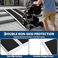 Rollstuhlrampe Klappbar – Mobile Alu-Rampe rutschfest 60-244 cm – Ansicht 3