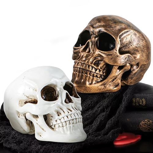 Set de 2 Estatuas de Calaveras de Resina para Halloween