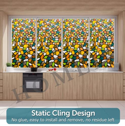 Image of HOME13 Frosted Privacy Window Film Self Adhesive Multi-Stone Pattern Decorative Static Cling Heat Control Frosted Vinyl Window Film for Home Office (24x100 Inch, Multicolour)