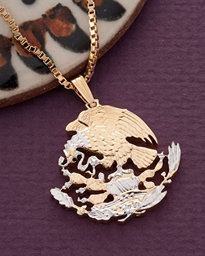 Mexican Eagle Pendant and Necklace, Hand Cut Mexican Coin, 1" in Diameter, (# 502)2