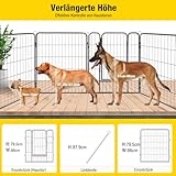 Aivituvin Welpenlaufstall Hundezaun 8 Gitter je 69 x 79 cm Freilaufgehege Starkes Welpenauslauf Hundelaufstall Tierlaufstall mit Tür für Hunde Wohnung Garten (Schwarz, L, 8 Platten)
