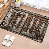 Area Rug 2x3ft Vintage Farmhouse Brown Barn Door Area...